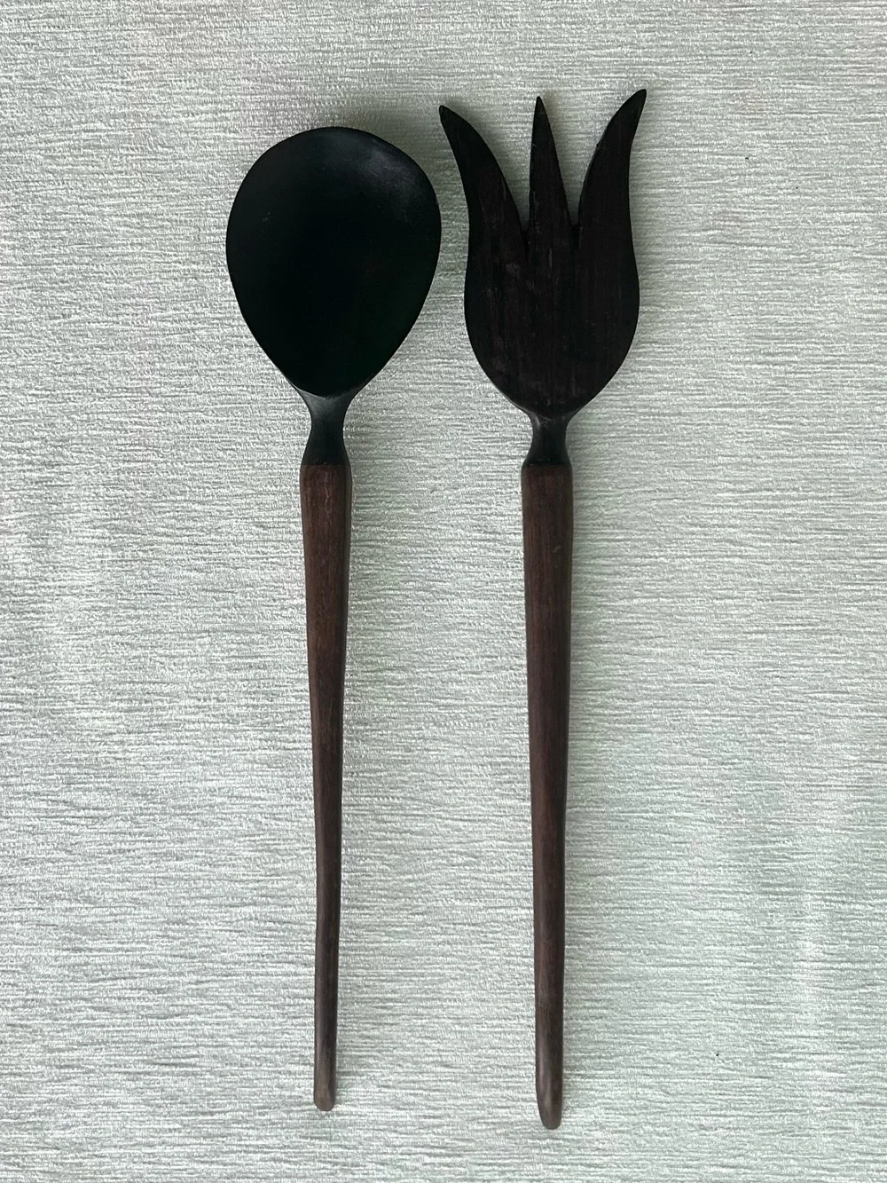 HANDCRAFTED exotic hard wood (ebony/rosewood) salad server set african ⭐️NEW⭐️